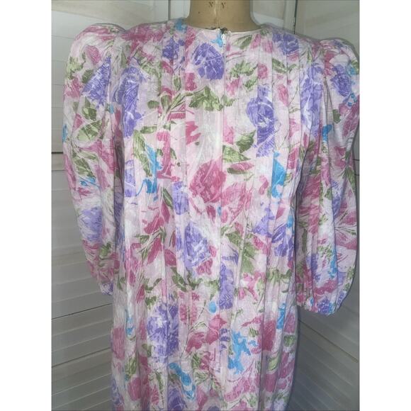 Vintage 70 David Brown California Half Zip House Coat Mumu Dress Sz Small Floral - Picture 2 of 10